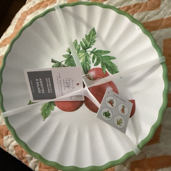 The Farmhouse Rachel Ashwell 8” Salad Plate Tomato Carrot Corn Pepper Melamine - Picture 1 of 6